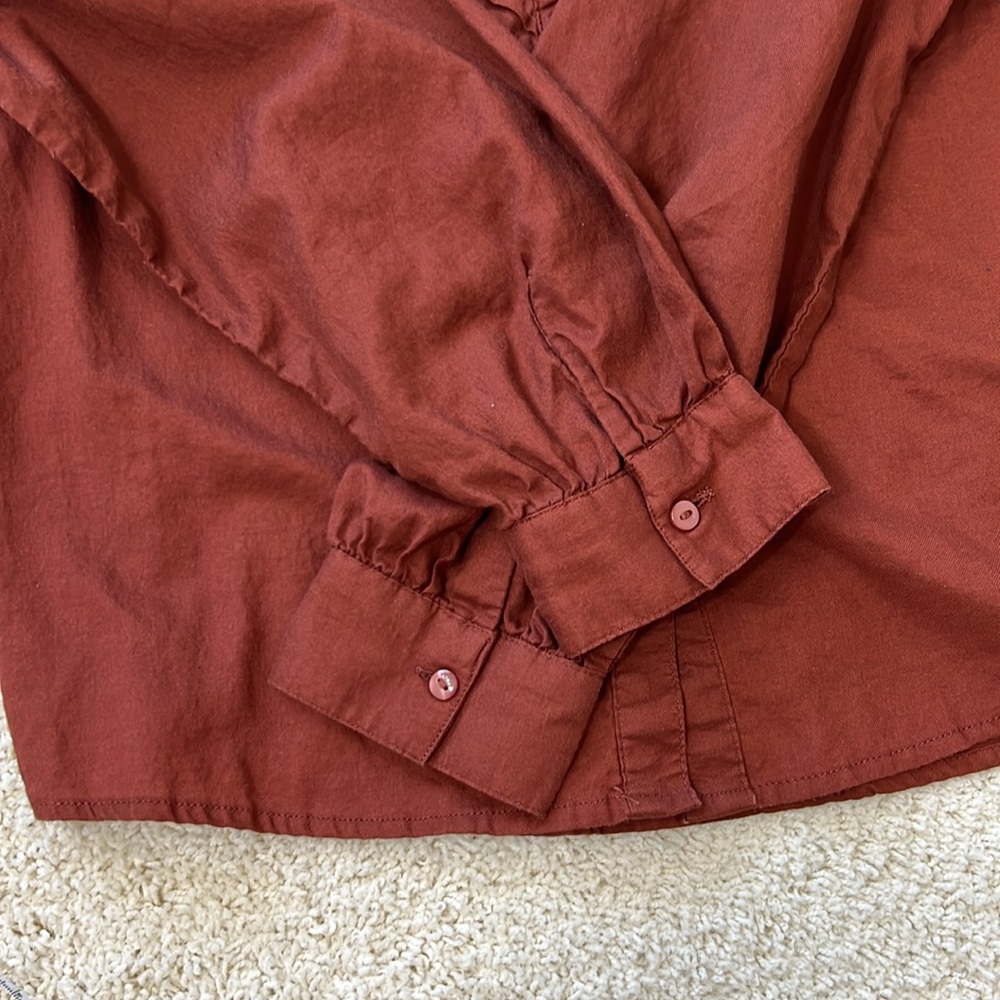 a.n.a Ruffle Long Sleeve Shirt Size Small - Picture 8 of 13